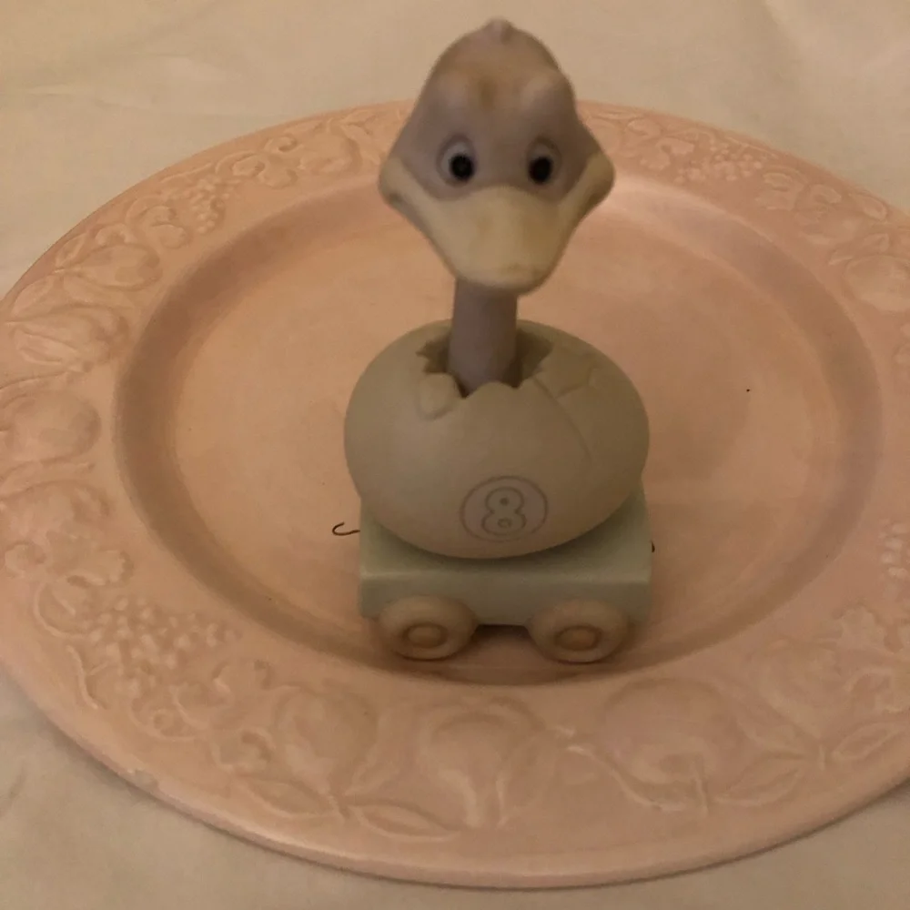 Enesco Precious Moments Pink, Blue and Cream Ostrich Ceramic Eighth Birthday